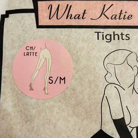 What Katie Did Champagne Tights with Latte Seam S/M. New In Package - Picture 3 of 8